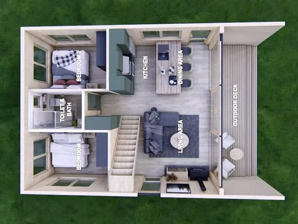 Wooden 55m2 Modern Wilderness Cabin Model 2
