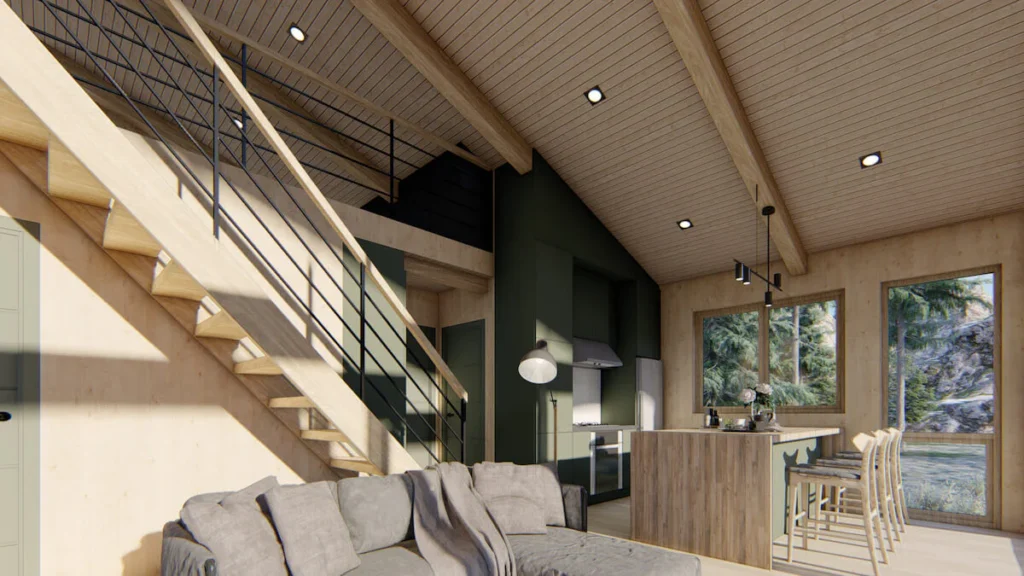 Wooden 55m2 Modern Wilderness Cabin Model