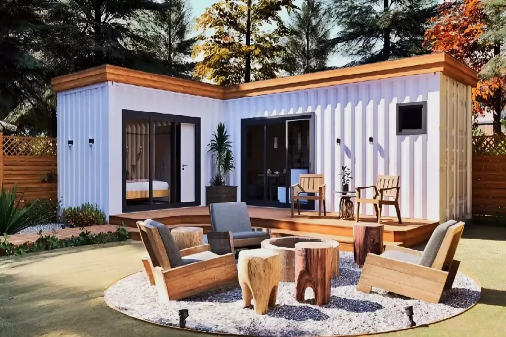 L Shaped 2x20ft Container House Example