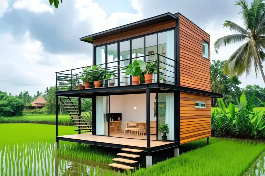 steel frame 2 floor wooden house models 6