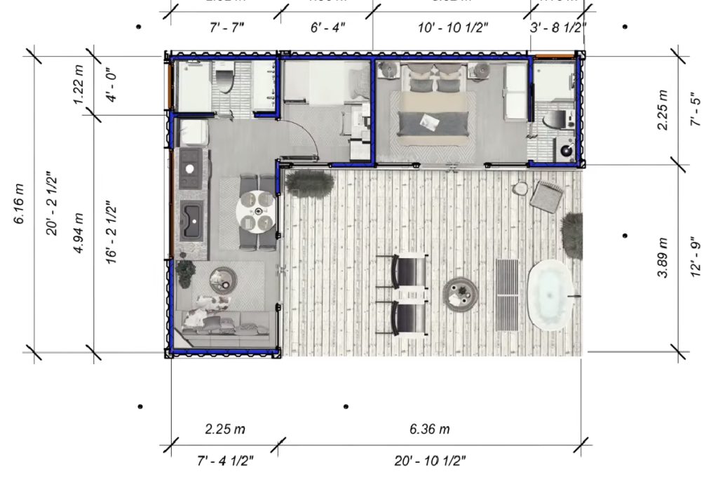 6x8m 525ft2 Wooden Prefab House Plan in Nature 13