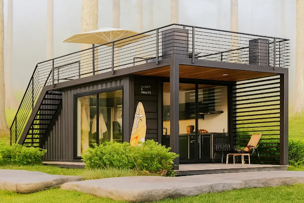 Container Beach House Impressive Stylish Design: 3×7 Meter Modern Prefab Design