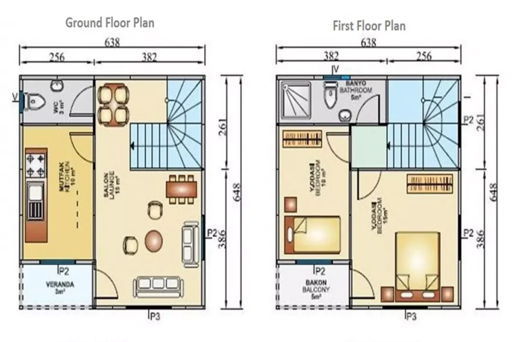 easy 80 m² duplex summer house example 10