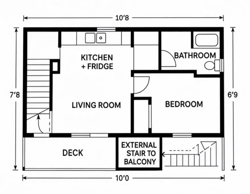 simple 35 m² two story tiny house model 2