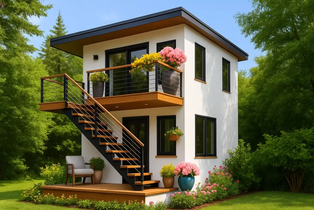 simple 35 m² two story tiny house model 3